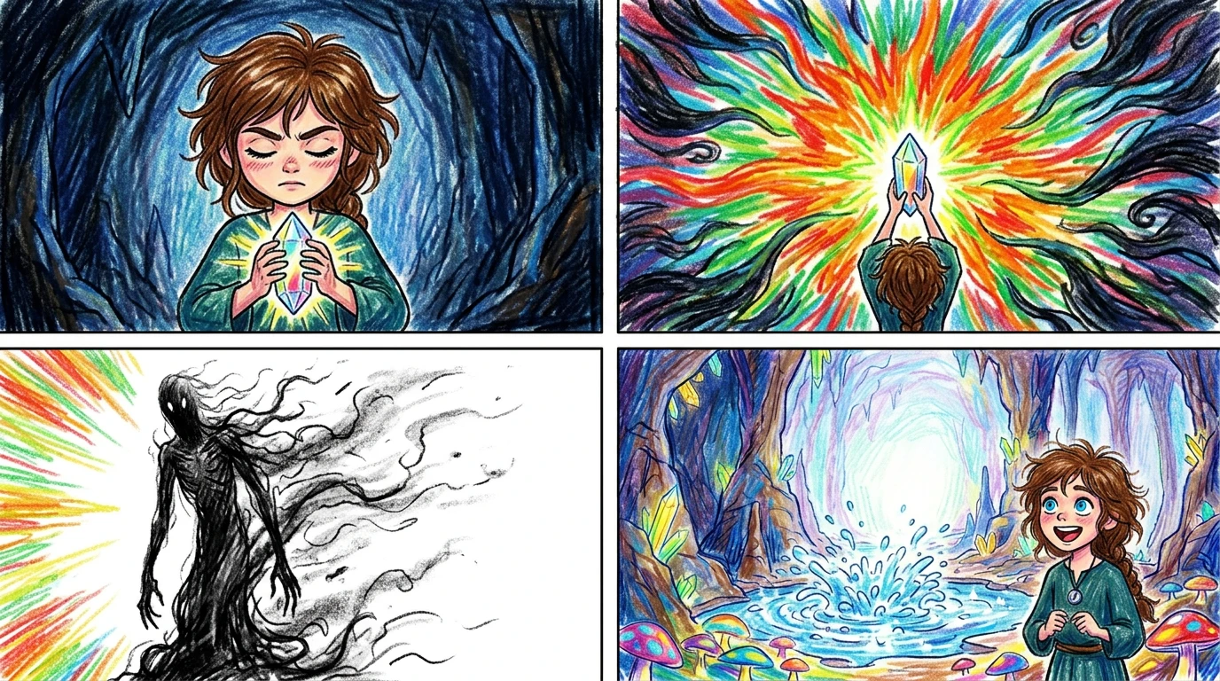 玛雅闭上眼睛,将所有能量集中到水晶上。地球充满活力的核心形象猛烈爆发,驱散了阴影。那道阴影尖叫着,化为乌有。泉水开始更猛烈地涌动,水变得清澈闪亮。 玛雅闭上眼睛,将所有能量集中到水晶上。地球充满活力的核心形象猛烈爆发,驱散了阴影。那道阴影尖叫着,化为乌有。泉水开始更猛烈地涌动,水变得清澈闪亮。