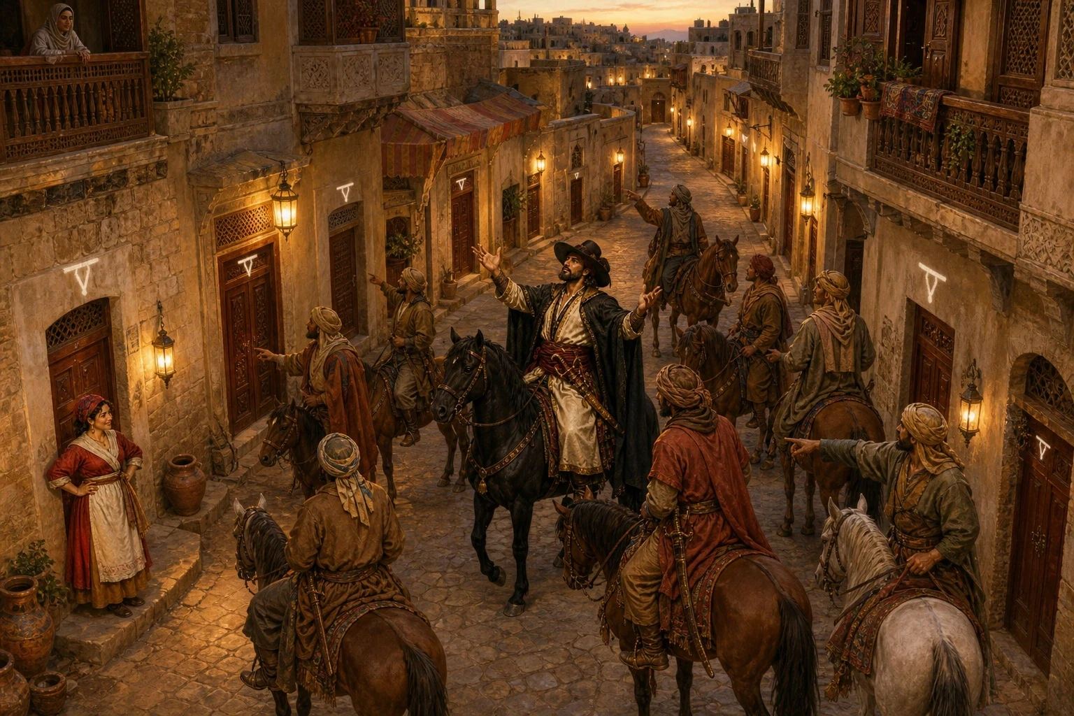Quietly, before anyone was about, Morgiana went down the street and drew the very same white mark on every single door, exactly like the thief's. Quietly, before anyone was about, Morgiana went down the street and drew the very same white mark on every single door, exactly like the thief's.