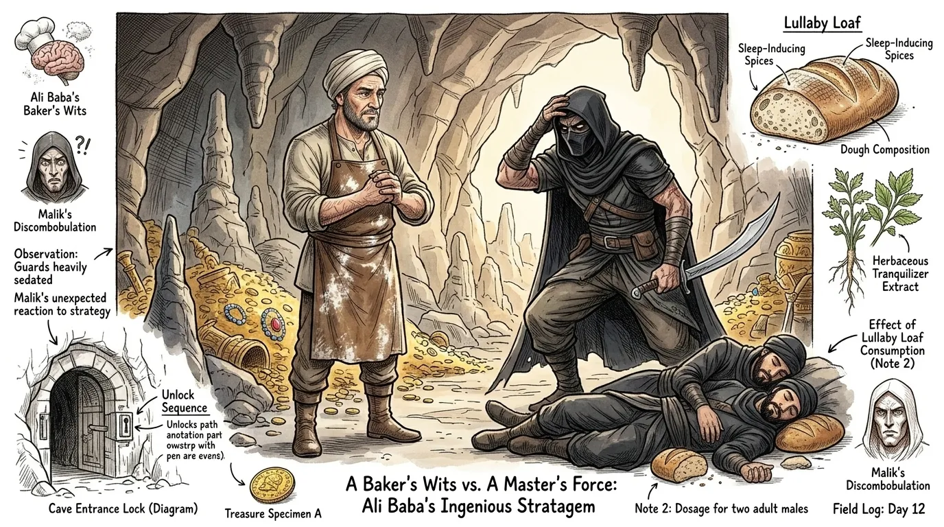Ali Baba and the Forty Thieves — page 9 illustration — Wonder Tales Ali Baba and the Forty Thieves — page 9 illustration — Wonder Tales