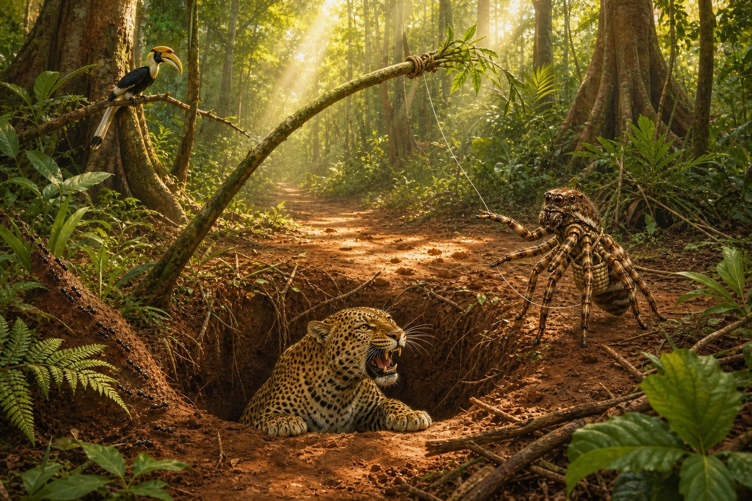 Osebo the leopard was next, and the leopard was harder, because the leopard was neither vain nor foolish. So Anansi did not talk to him at all.