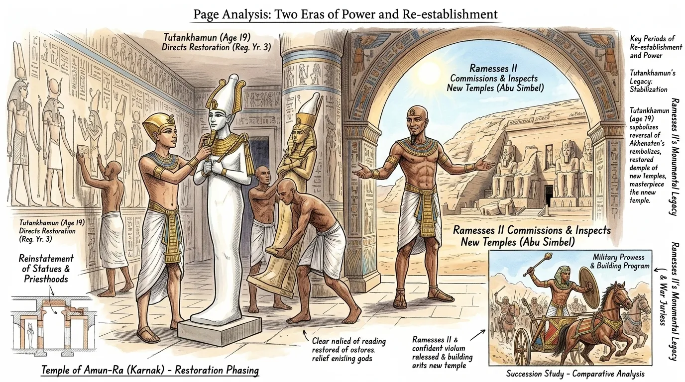 Akhenaten's religious revolution was short-lived. His successor, the young pharaoh Tutankhamun, who ascended the throne around 1332 BCE, quickly reversed the…
