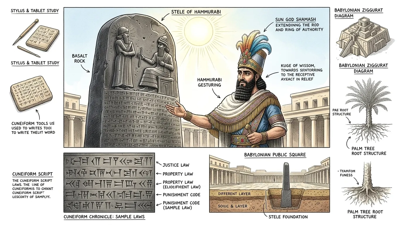 At the culmination of his reign, Hammurabi commissioned a monumental achievement: a comprehensive legal code, meticulously inscribed on a basalt stele, standing… At the culmination of his reign, Hammurabi commissioned a monumental achievement: a comprehensive legal code, meticulously inscribed on a basalt stele, standing…