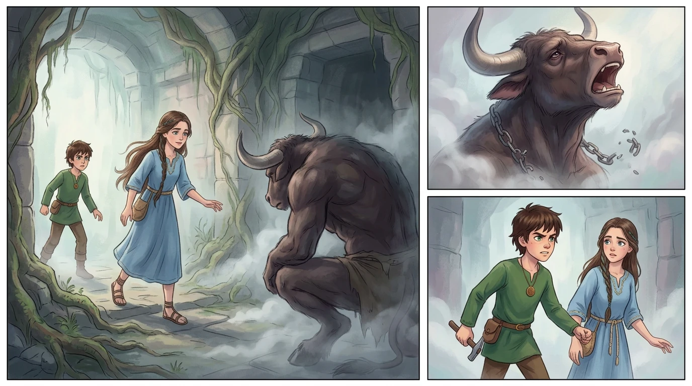 阿里阿德涅的线与米诺陶的迷宫 — page 6 illustration — Wonder Books