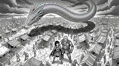 Suddenly, the ground trembled. A deafening roar tore through the air. Above, a colossal shadow fell upon the marketplace – a Sky-Leviathan, a creature of…
