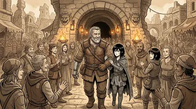They reached the entrance to the catacombs, a dark and ominous archway. A group of survivors huddled nearby, desperate for entry.