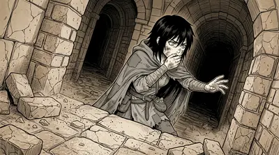 Ember coughed, choking on dust and smoke. The catacombs were a labyrinth of tunnels, pitch black and eerily silent. "Barnaby?