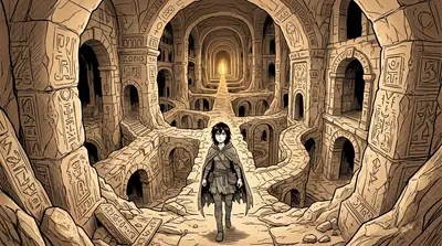Suddenly, a faint light flickered in the distance. Ember cautiously approached, her heart pounding. What's down there? Is it another survivor...