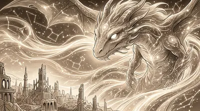 Far above, in the starlit rivers, another Sky-Leviathan stirred. It turned its gaze towards Aethoria, its eyes glowing with an ominous light.
