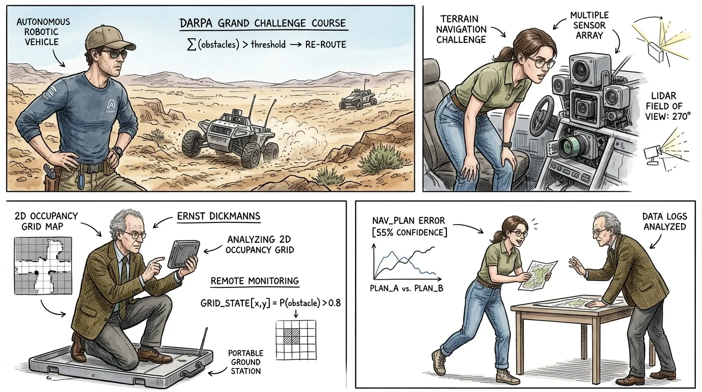 美国国防高级研究计划局(DARPA)在二十一世纪零零年代中期通过一系列“大挑战赛”,极大地加速了自动驾驶汽车的研究。 美国国防高级研究计划局(DARPA)在二十一世纪零零年代中期通过一系列“大挑战赛”,极大地加速了自动驾驶汽车的研究。