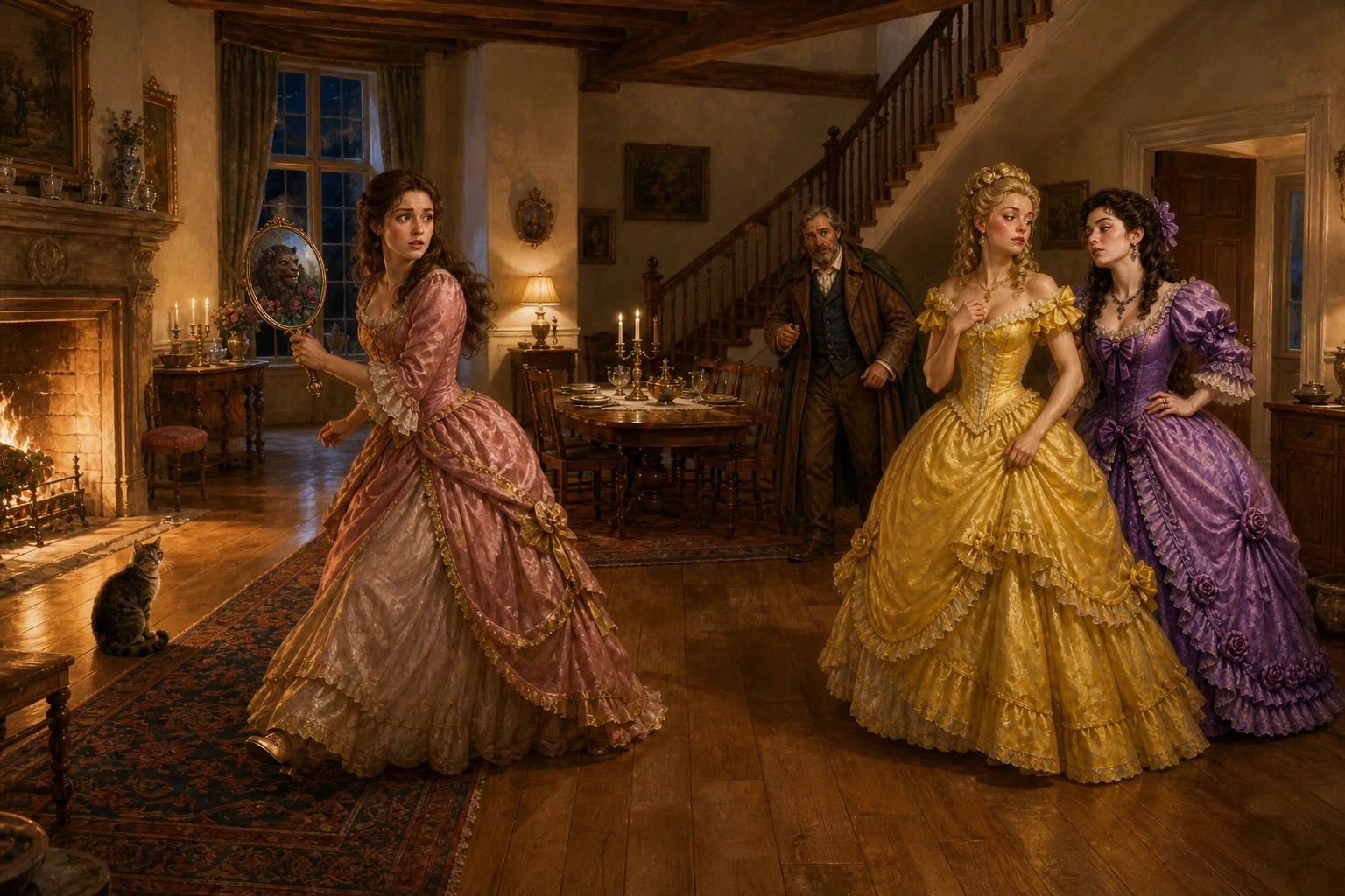 Beauty's homecoming filled the little cottage with joy, and her poor father's health mended the moment he held his daughter again. Beauty's homecoming filled the little cottage with joy, and her poor father's health mended the moment he held his daughter again.