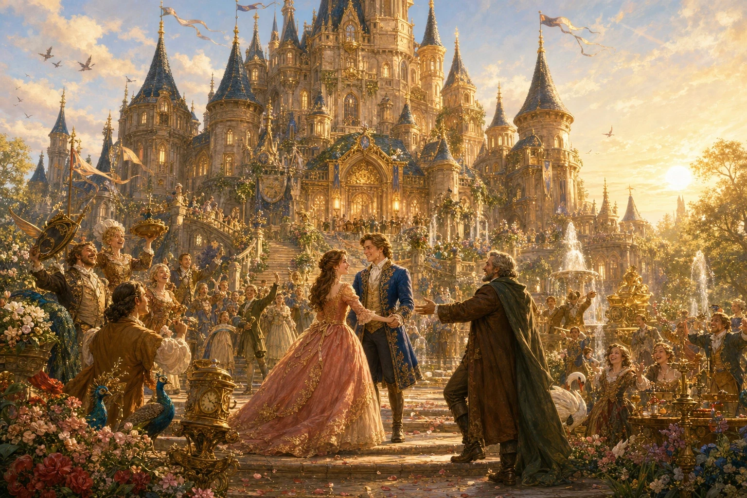 Beauty raced through the night and the winter forest and found the Beast lying still in his garden, just as the mirror had shown. Beauty raced through the night and the winter forest and found the Beast lying still in his garden, just as the mirror had shown.