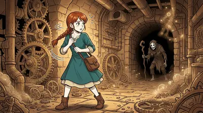 Anya found herself lost in the catacombs below the Grand Clock Tower. The air was thick with dust and the faint echo of forgotten laughter.