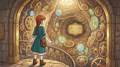 Entering the passage, Anya found herself in a chamber filled with clockwork gears of all shapes and sizes. Each gear emitted a different giggle, creating a…