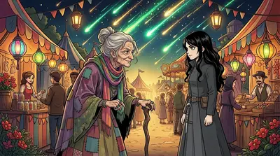 Suddenly, the ground trembled. The meteor shower intensified, casting the carnival in an unearthly glow. A monstrous carousel, hidden until now, rose from the…
