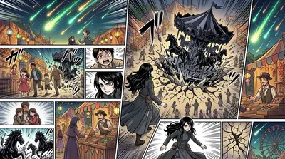 Roxanne gasped, stumbling back as the obsidian horses locked their glowing red eyes on her. What is this place? she wondered, her heart pounding.