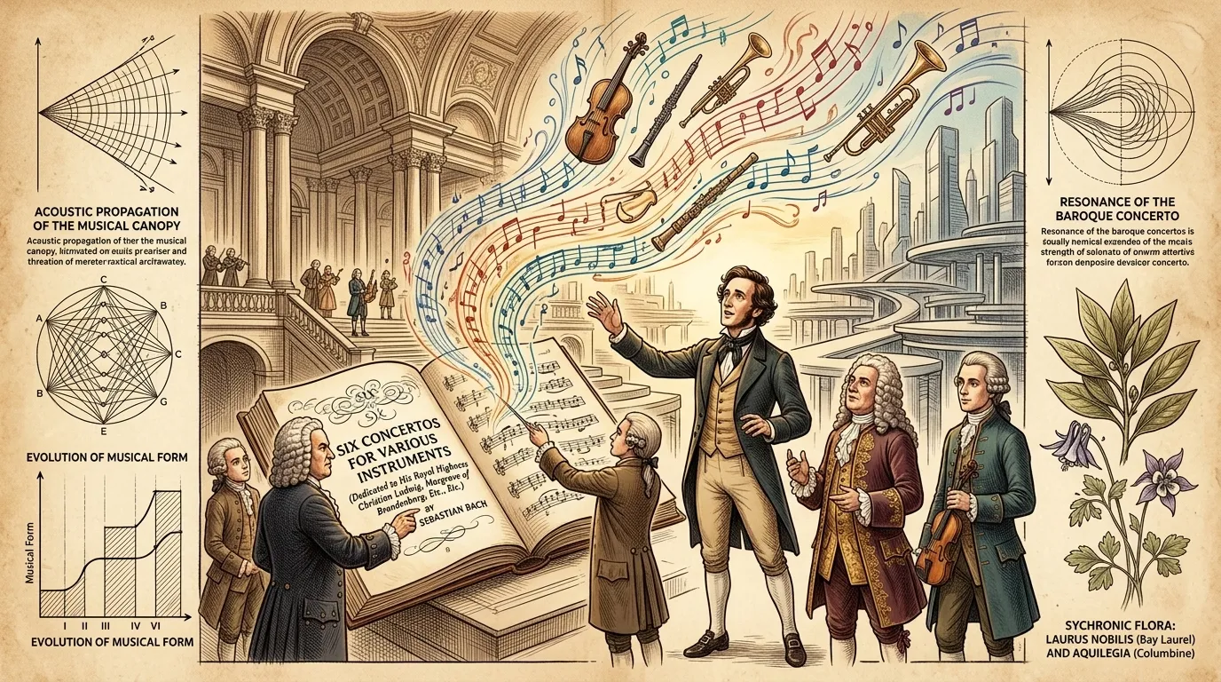 Brandenburg Concertos by Johann Sebastian Bach (Germany — 1721) — page 10 illustration — Wonder Arts