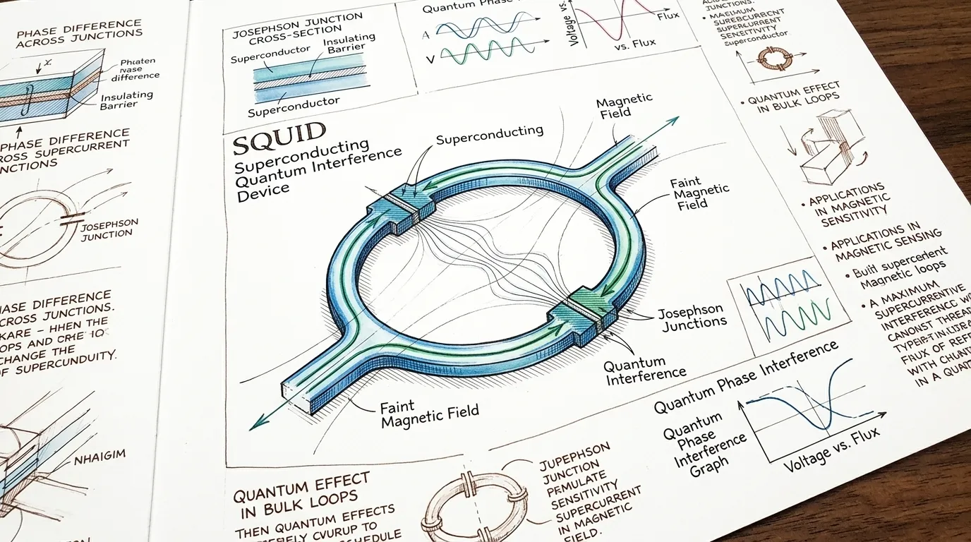 约瑟夫森效应最显著的应用之一是超导量子干涉仪,简称 SQUID。这些极其灵敏的磁力计可以探测到比地球磁场弱数百万倍的磁场。 约瑟夫森效应最显著的应用之一是超导量子干涉仪,简称 SQUID。这些极其灵敏的磁力计可以探测到比地球磁场弱数百万倍的磁场。