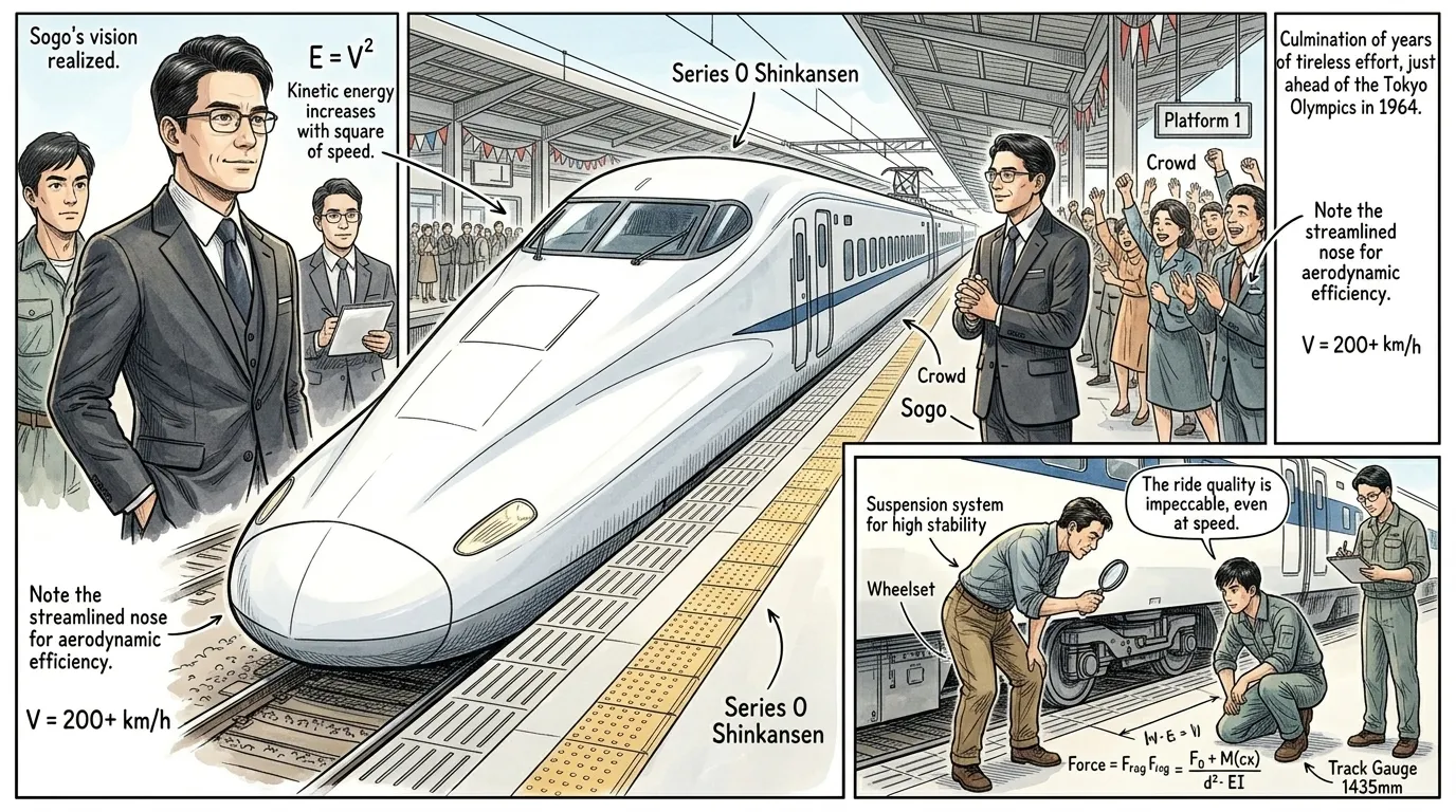 一九六四年十月一日,就在东京奥运会前夕,东海道新干线正式开通,将东京和大阪之间的旅行时间缩短到革命性的四小时,比之前减少了一半。 一九六四年十月一日,就在东京奥运会前夕,东海道新干线正式开通,将东京和大阪之间的旅行时间缩短到革命性的四小时,比之前减少了一半。
