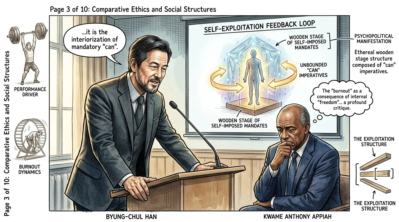 在成就社会中，外在约束的缺失常被误认为是绝对自由。然而，韩炳哲认为，这种对无限成就的内在驱动本身就变成了一种暴政。