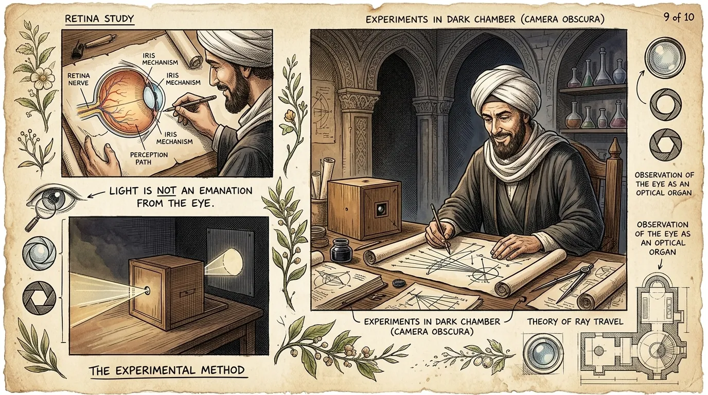 Camera Obscura by Ibn al-Haytham (Cairo, Egypt — c. 1000 AD) — page 9 illustration — Wonder Arts