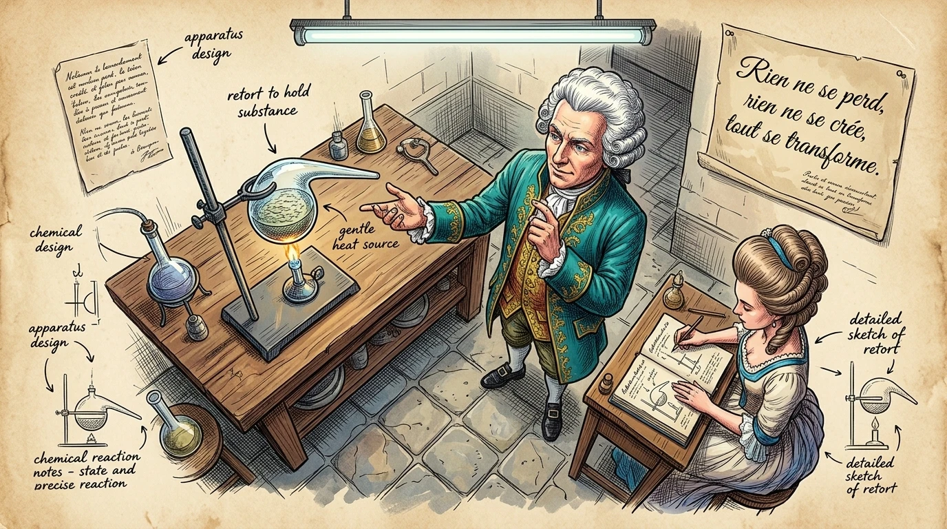His wife and collaborator, Marie-Anne, sketched his experiments while he worked. One day, while heating a substance in a sealed jar, he turned to her and… His wife and collaborator, Marie-Anne, sketched his experiments while he worked. One day, while heating a substance in a sealed jar, he turned to her and…