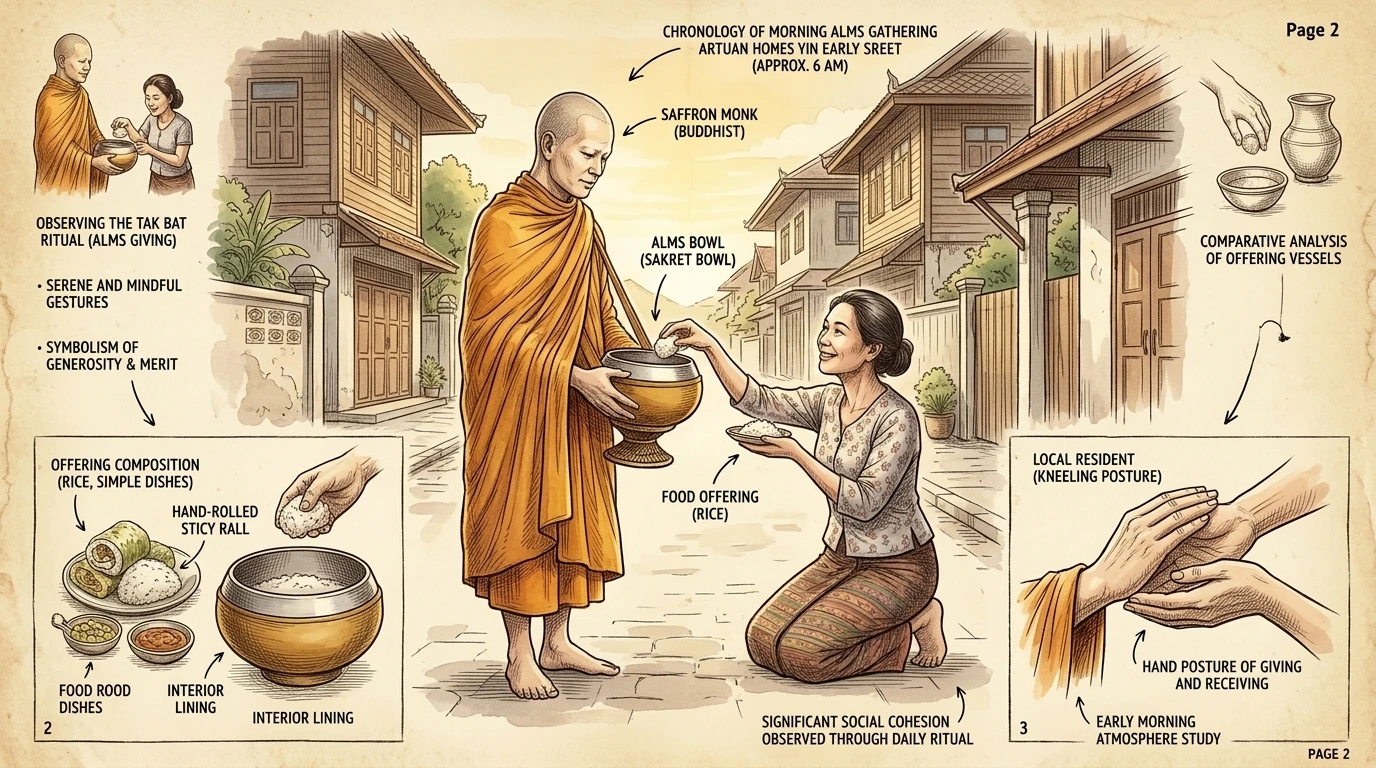 每天清晨,身披藏红色袈裟的僧侣们会走过清迈的街道,向当地居民化缘。这项名为“托钵”的古老佛教传统,维系着僧侣社群,同时也让俗家信徒得以积德。 每天清晨,身披藏红色袈裟的僧侣们会走过清迈的街道,向当地居民化缘。这项名为“托钵”的古老佛教传统,维系着僧侣社群,同时也让俗家信徒得以积德。