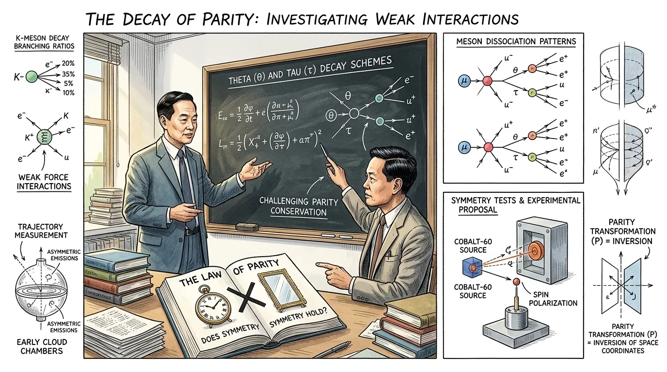 在吴氏实验之前,物理学家们相信“宇称守恒定律”,这一原理认为宇宙是对称的。想象一个时钟和它的镜像;两者会表现得一模一样。 在吴氏实验之前,物理学家们相信“宇称守恒定律”,这一原理认为宇宙是对称的。想象一个时钟和它的镜像;两者会表现得一模一样。