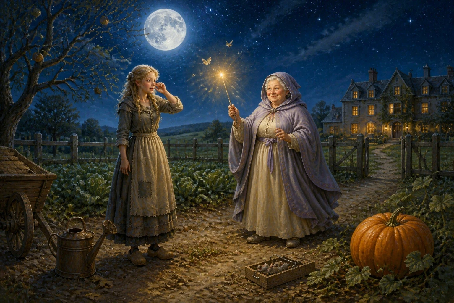 She wandered out into the moonlit kitchen garden, among the cabbages and the bare apple tree, to cry where no one would hear.