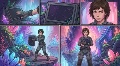 The console landed with a sickening crack, its screen shattered. Elara scrambled to her feet, coughing. Panic clawed at her throat.