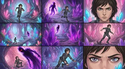 Elara retreated deeper into the cave, Silas hot on her heels. The crystals seemed to pulse with his energy, amplifying his presence.