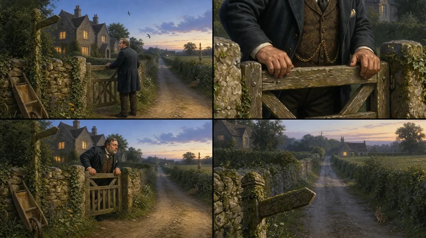 Out in the yard, the master began to grow restless. The fowls would surely be ready soon, and still there was no sign of the guest anywhere along the lane. Out in the yard, the master began to grow restless. The fowls would surely be ready soon, and still there was no sign of the guest anywhere along the lane.