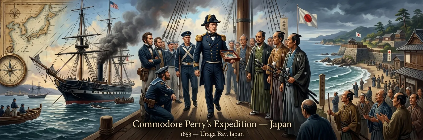 佩里准将的日本远征 (1853, 日本) — 图书封面 — Wonder History