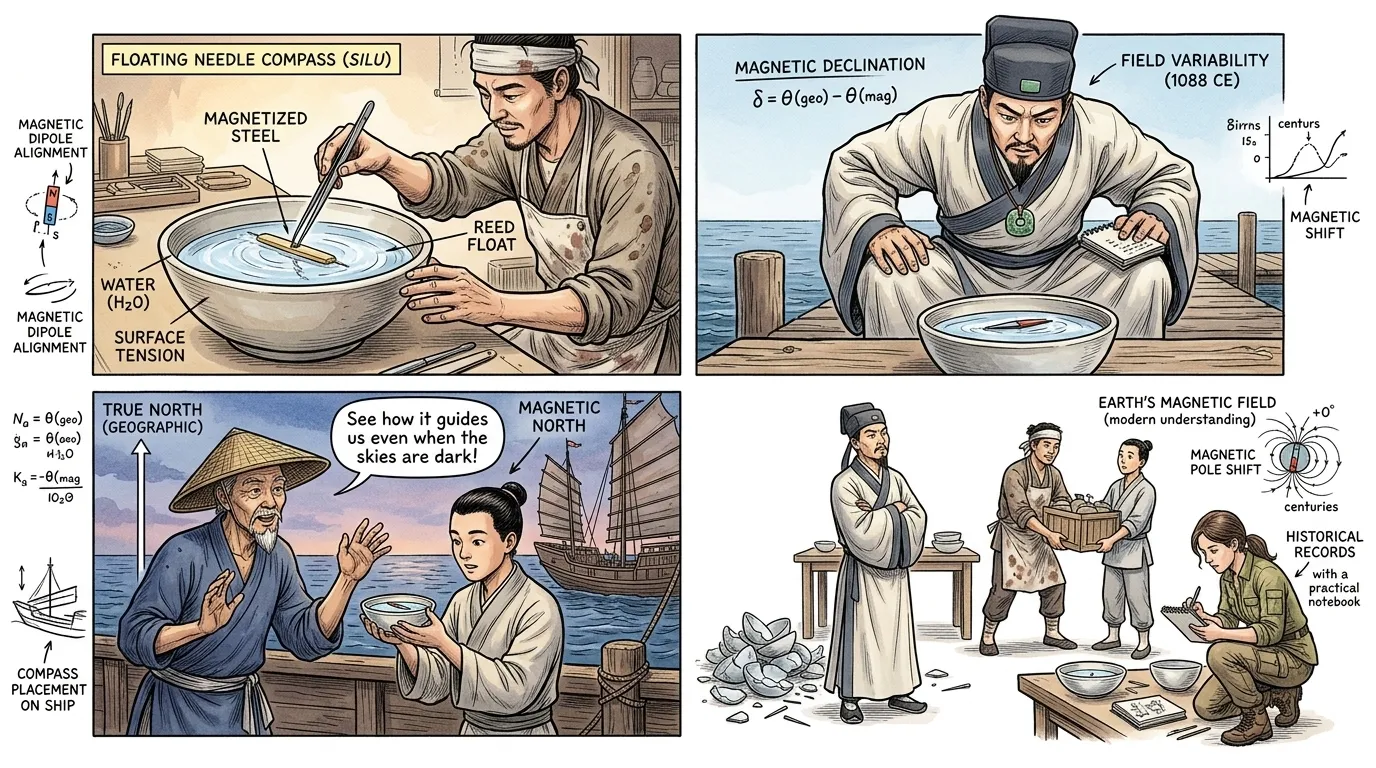 司南虽然在概念上具有革命性,但它体积庞大,需要一个绝对平坦的表面,这使得它在船甲板等动态环境中不切实际。下一个关键创新出现在宋朝(公元九百六十年至一… 司南虽然在概念上具有革命性,但它体积庞大,需要一个绝对平坦的表面,这使得它在船甲板等动态环境中不切实际。下一个关键创新出现在宋朝(公元九百六十年至一…
