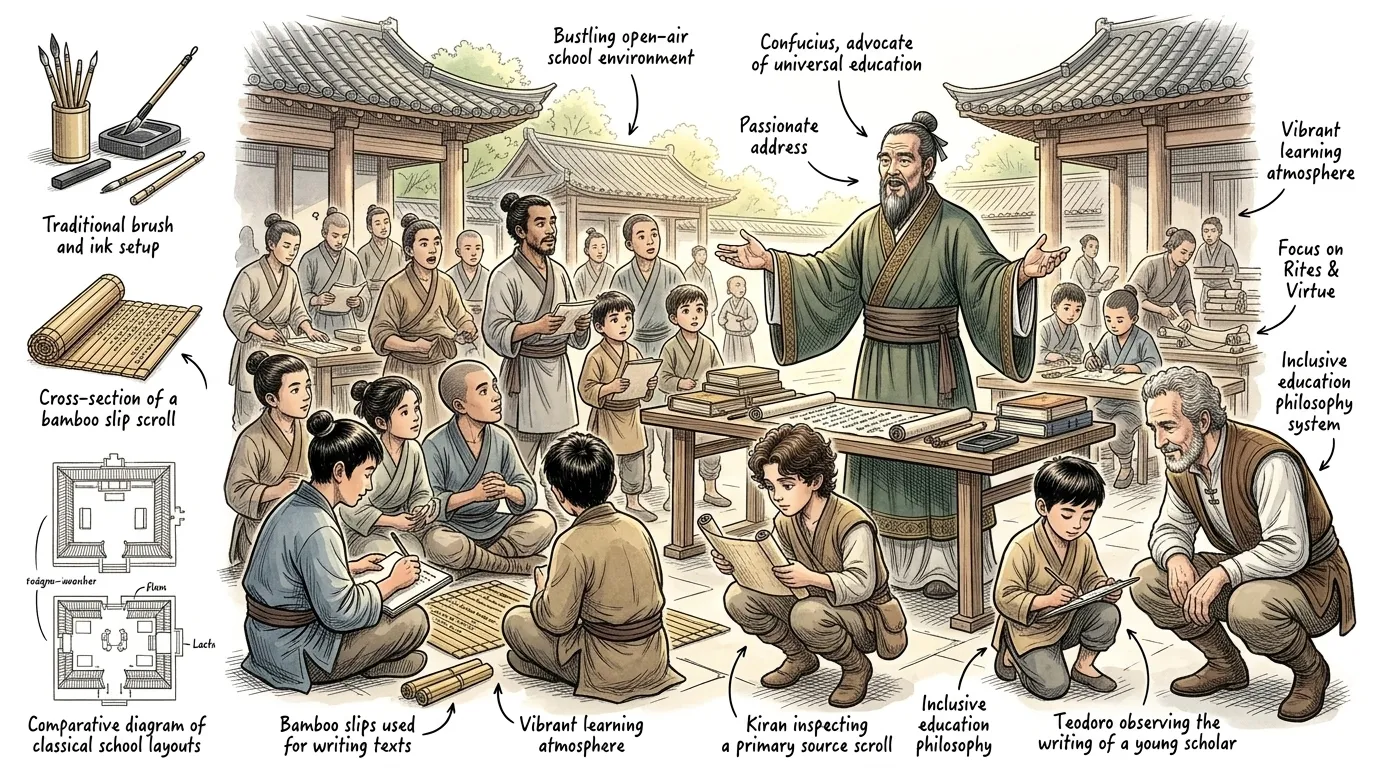孔子认为教育对于修身和培养有德之人至关重要。他倡导普及教育,主张所有人,无论社会地位如何,都应享有学习的机会。孔子认为,教育不仅包括获取知识,还包括… 孔子认为教育对于修身和培养有德之人至关重要。他倡导普及教育,主张所有人,无论社会地位如何,都应享有学习的机会。孔子认为,教育不仅包括获取知识,还包括…