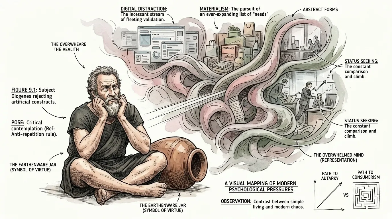 在一个痴迷于消费主义和社交媒体认可的世界里,第欧根尼的哲学思想比以往任何时候都更加重要。他提醒我们要质疑社会强加给我们的价值观,并定义自己通往幸福的… 在一个痴迷于消费主义和社交媒体认可的世界里,第欧根尼的哲学思想比以往任何时候都更加重要。他提醒我们要质疑社会强加给我们的价值观,并定义自己通往幸福的…