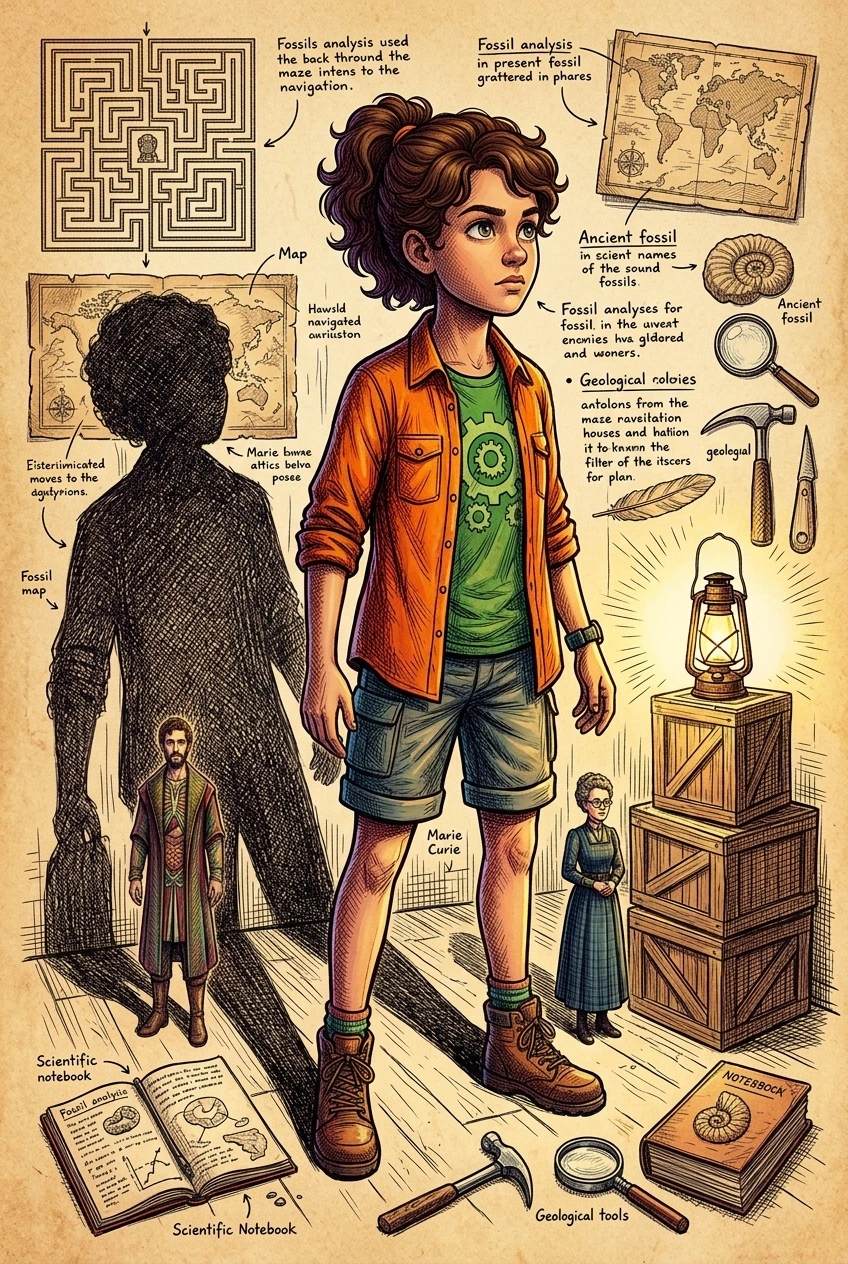 Dusty Attic's Labyrinthine Fossil Secrets — 图书封面 — Wonder Science