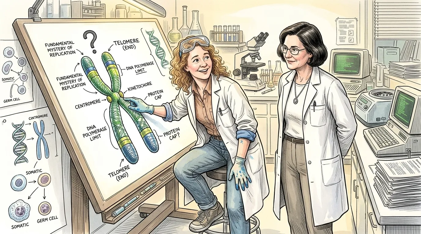 在二十世纪末充满活力的科学图景中,一个根本性的谜团困扰着分子生物学:染色体,作为生命复杂的蓝图,如何在复制过程中保护它们的末端? 在二十世纪末充满活力的科学图景中,一个根本性的谜团困扰着分子生物学:染色体,作为生命复杂的蓝图,如何在复制过程中保护它们的末端?