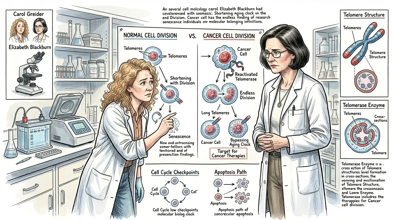 端粒酶的发现打开了潘多拉的盒子,带来了生物学上,尤其是在疾病领域,一系列的影响。虽然端粒缩短是一种肿瘤抑制机制,能阻止不受控制的细胞分裂,但癌细胞却… 端粒酶的发现打开了潘多拉的盒子,带来了生物学上,尤其是在疾病领域,一系列的影响。虽然端粒缩短是一种肿瘤抑制机制,能阻止不受控制的细胞分裂,但癌细胞却…