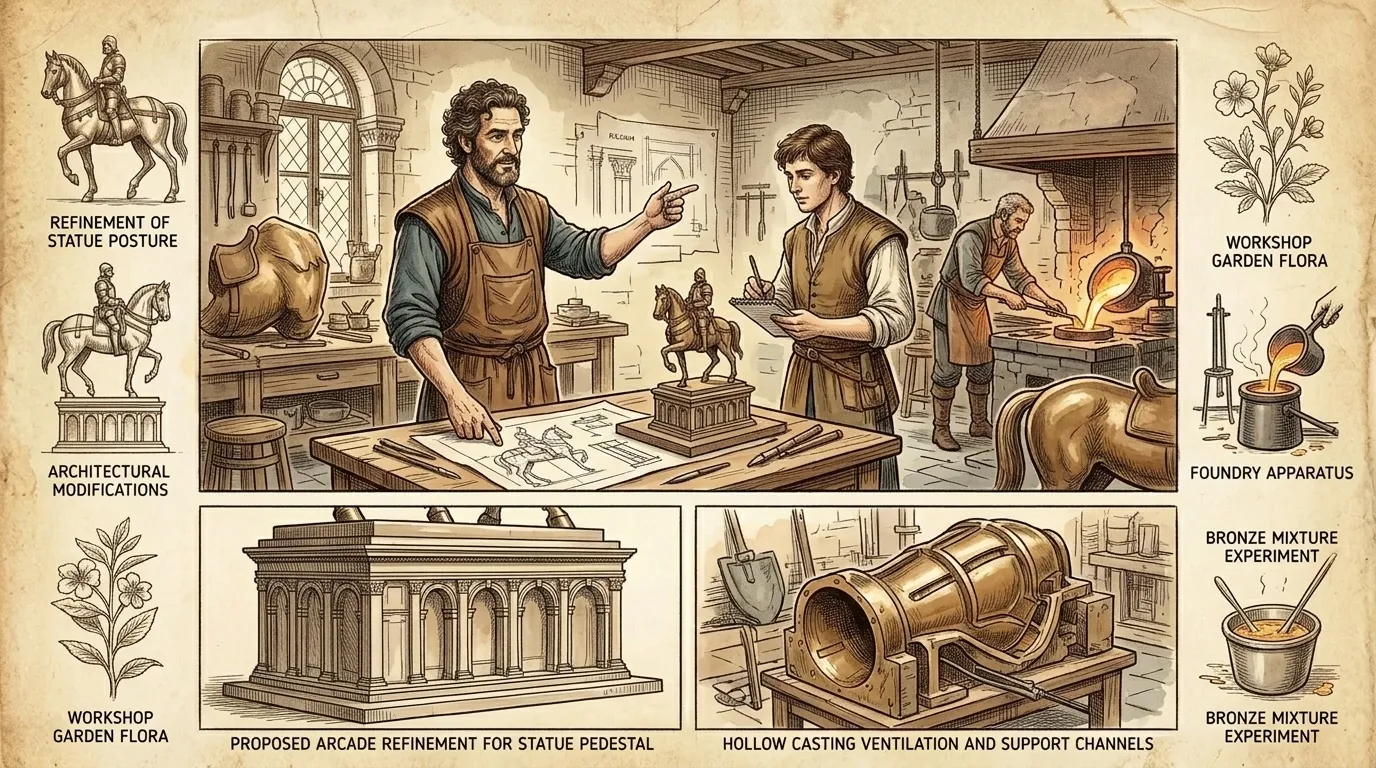 Alessandro Leopardi, a skilled Venetian sculptor, was chosen to cast the bronze statue. He faced the daunting task of interpreting Verrocchio's vision and… Alessandro Leopardi, a skilled Venetian sculptor, was chosen to cast the bronze statue. He faced the daunting task of interpreting Verrocchio's vision and…
