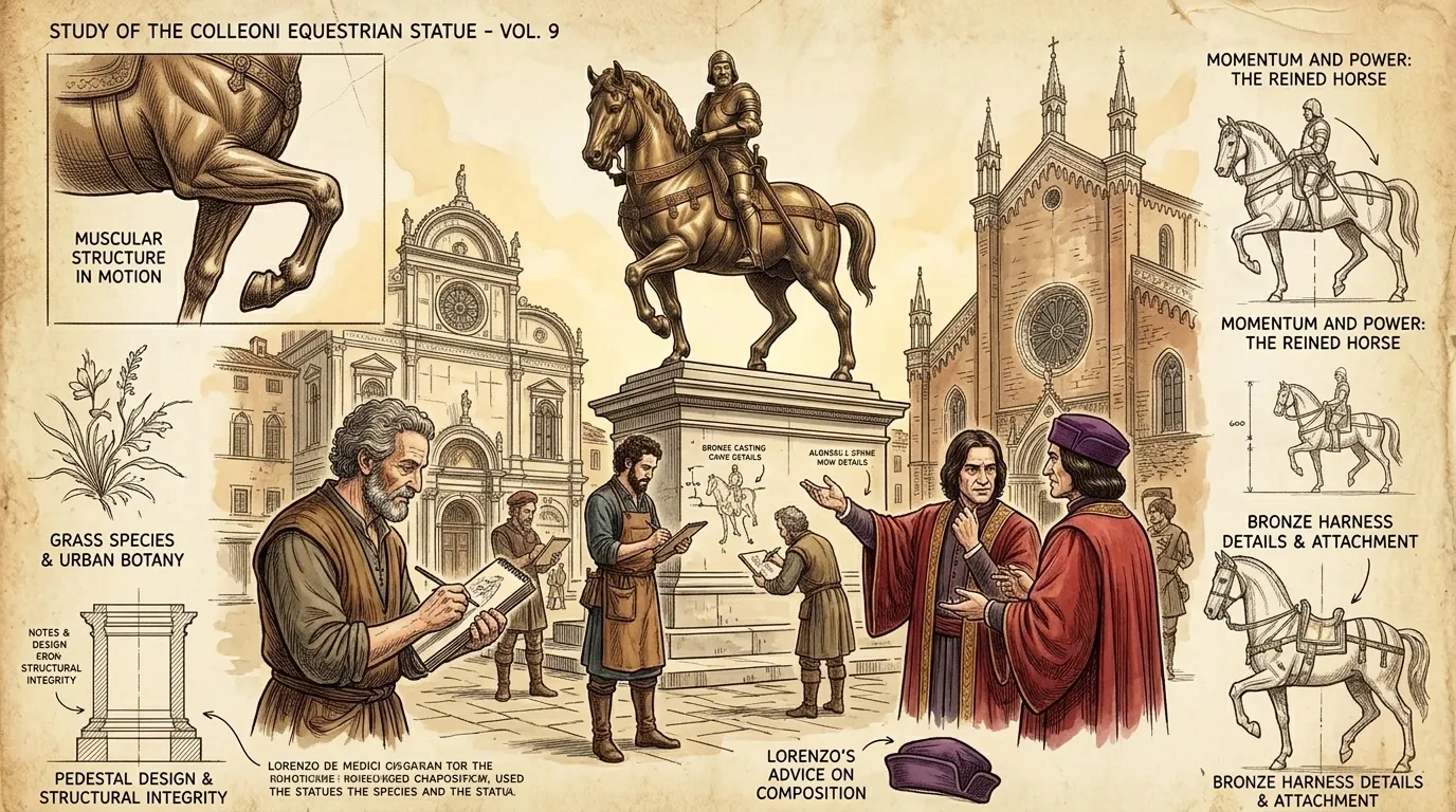 The Equestrian Statue of Bartolomeo Colleoni quickly became a landmark of Venice. It inspired other artists and solidified Verrocchio and Leopardi's… The Equestrian Statue of Bartolomeo Colleoni quickly became a landmark of Venice. It inspired other artists and solidified Verrocchio and Leopardi's…