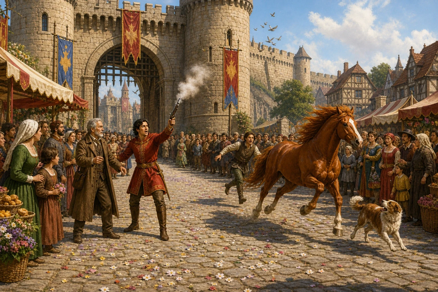 When the ship reached home at last, the whole kingdom turned out to welcome their young king and his new bride. A magnificent chestnut-red horse was led out for… When the ship reached home at last, the whole kingdom turned out to welcome their young king and his new bride. A magnificent chestnut-red horse was led out for…