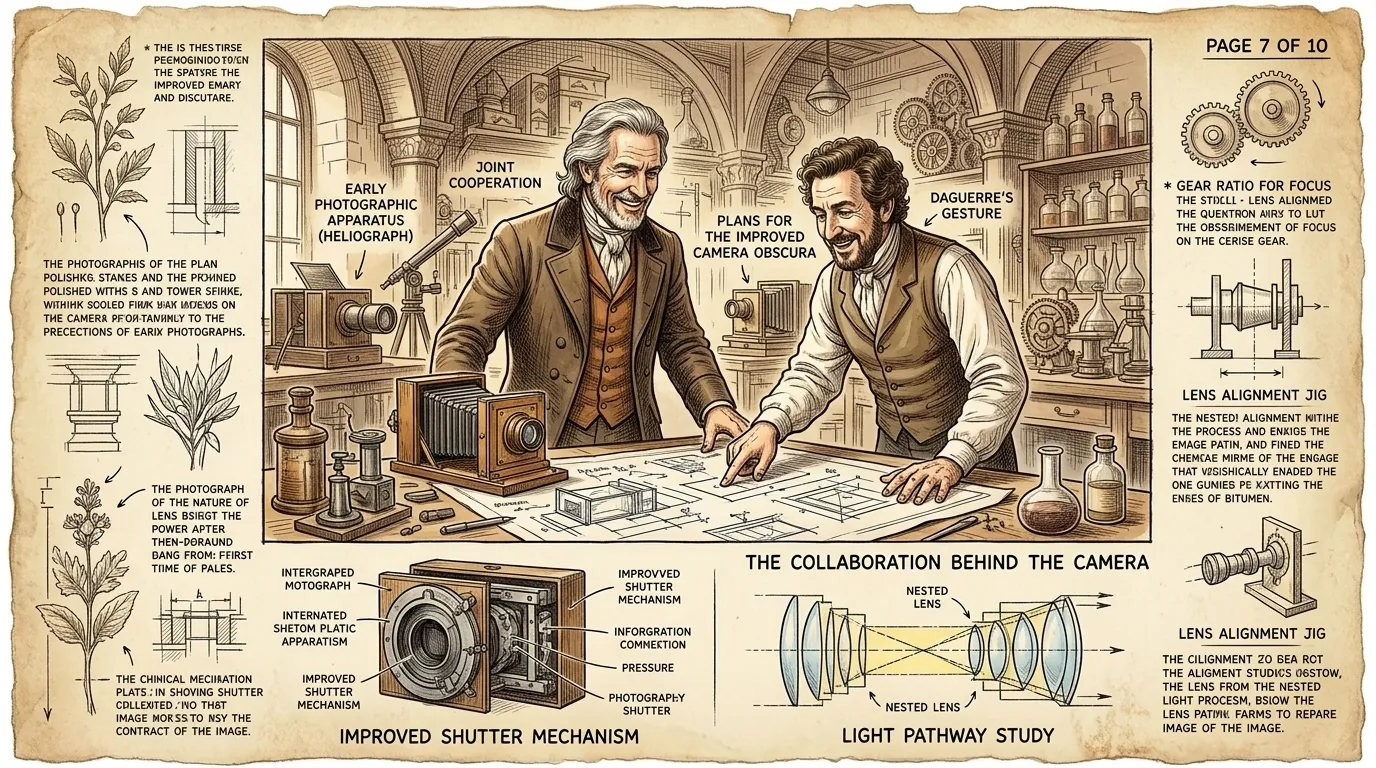 多年后,在努力完善其工艺的过程中,涅普斯与路易·达盖尔合作。达盖尔是一位画家和表演者,他被涅普斯的发明所吸引。他们分享想法、知识和资源,共同拓展摄影… 多年后,在努力完善其工艺的过程中,涅普斯与路易·达盖尔合作。达盖尔是一位画家和表演者,他被涅普斯的发明所吸引。他们分享想法、知识和资源,共同拓展摄影…