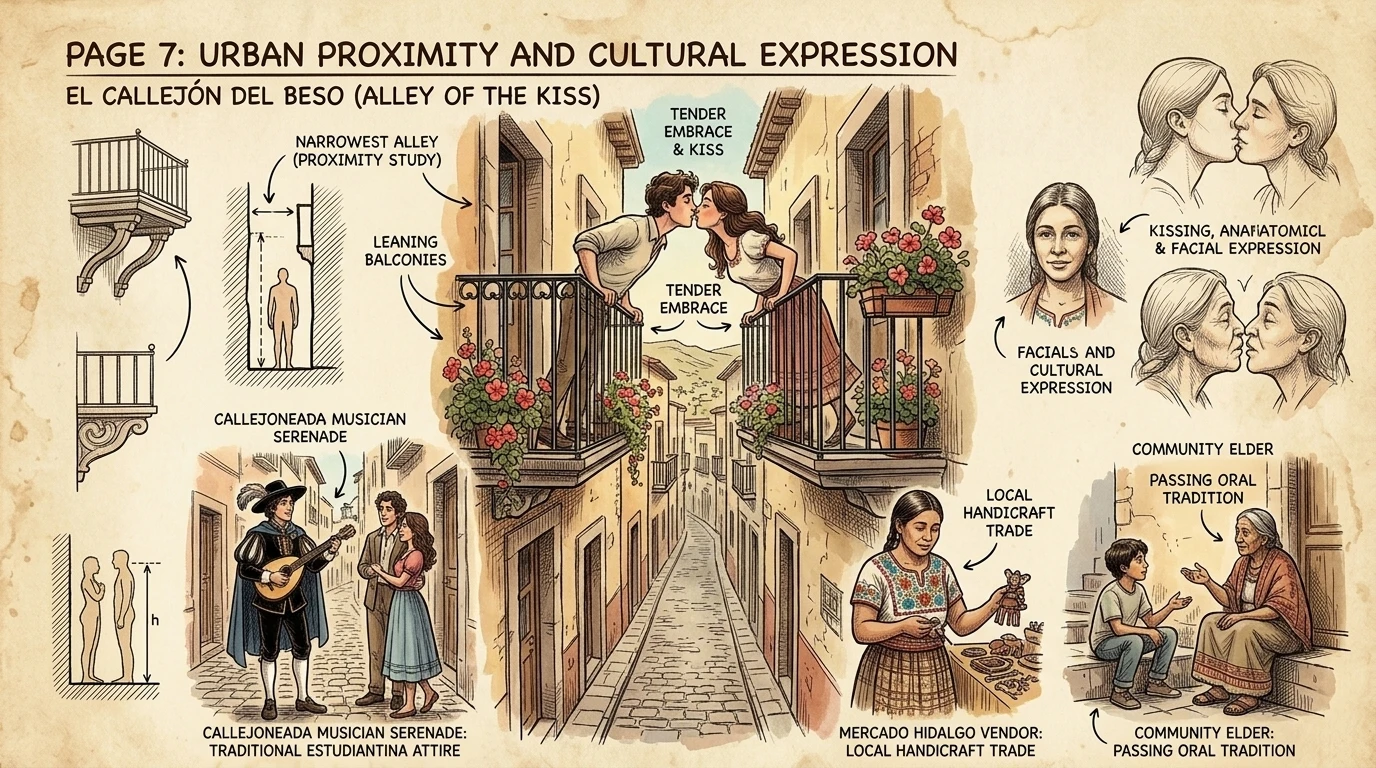 El Callejón del Beso,或称“亲吻巷”,是一条狭窄的通道,阳台之间距离如此之近,恋人们据说可以从一个阳台亲吻到另一个。 El Callejón del Beso,或称“亲吻巷”,是一条狭窄的通道,阳台之间距离如此之近,恋人们据说可以从一个阳台亲吻到另一个。