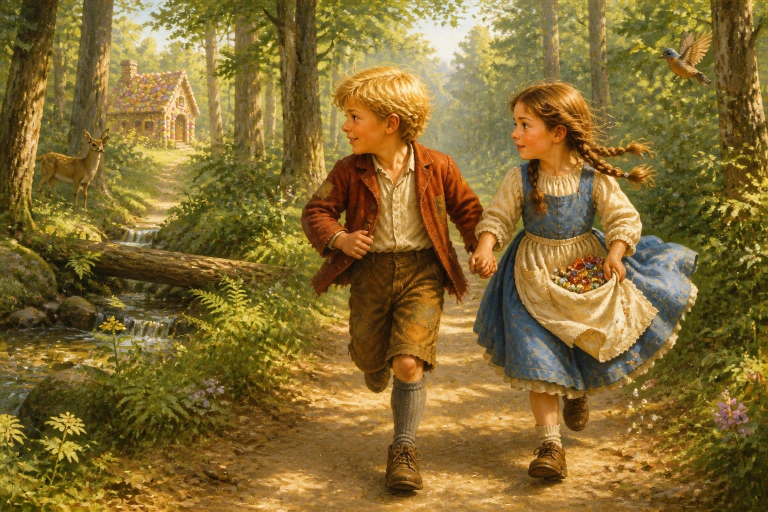 With the witch shut safely away in her pantry, the children searched the sweet little house and found her hidden treasures — small chests of pearls and bright…