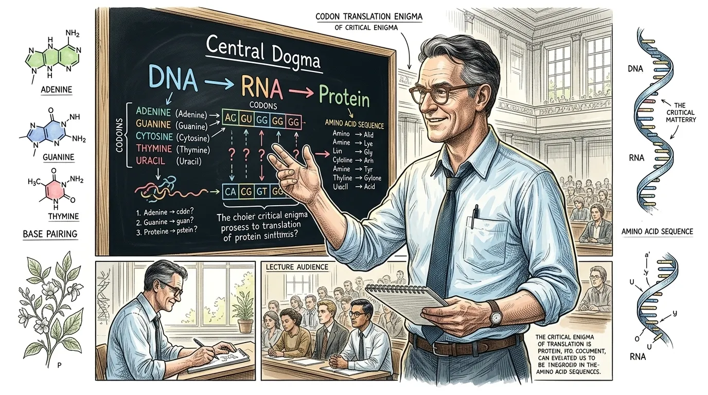科学界理解遗传信息从脱氧核糖核酸流向核糖核酸,然后流向蛋白质,这个概念被弗朗西斯·克里克称为“中心法则”。然而,核酸的四个“字母”(腺嘌呤、鸟嘌呤… 科学界理解遗传信息从脱氧核糖核酸流向核糖核酸,然后流向蛋白质,这个概念被弗朗西斯·克里克称为“中心法则”。然而,核酸的四个“字母”(腺嘌呤、鸟嘌呤…