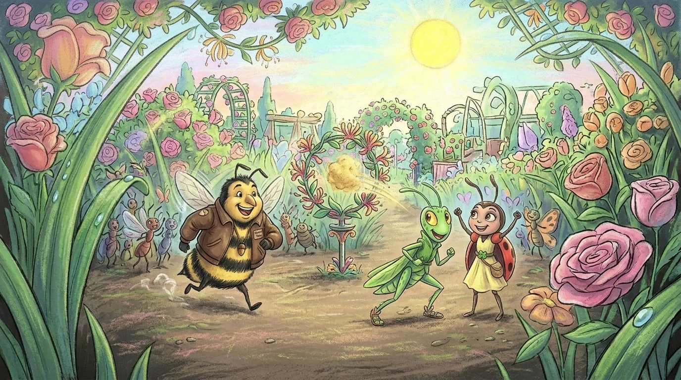 皮普瞄准,心怦怦直跳。他发射出花粉球,它精准地穿过忍冬花环!人群爆发出欢呼声。大黄蜂教练冲过来,满脸笑容。“你们俩都入选了!”他宣布。 皮普瞄准,心怦怦直跳。他发射出花粉球,它精准地穿过忍冬花环!人群爆发出欢呼声。大黄蜂教练冲过来,满脸笑容。“你们俩都入选了!”他宣布。