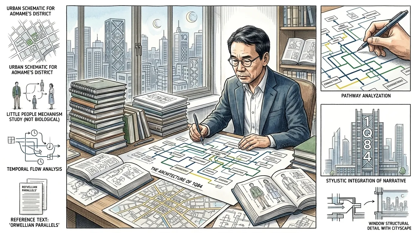 到了二十零零年代末期,村上春树着手进行他最宏大的项目:《1Q84》。这部宏大、多卷本的叙事作品突破了他标志性风格的界限,在一个精心构建的、架空的19… 到了二十零零年代末期,村上春树着手进行他最宏大的项目:《1Q84》。这部宏大、多卷本的叙事作品突破了他标志性风格的界限,在一个精心构建的、架空的19…