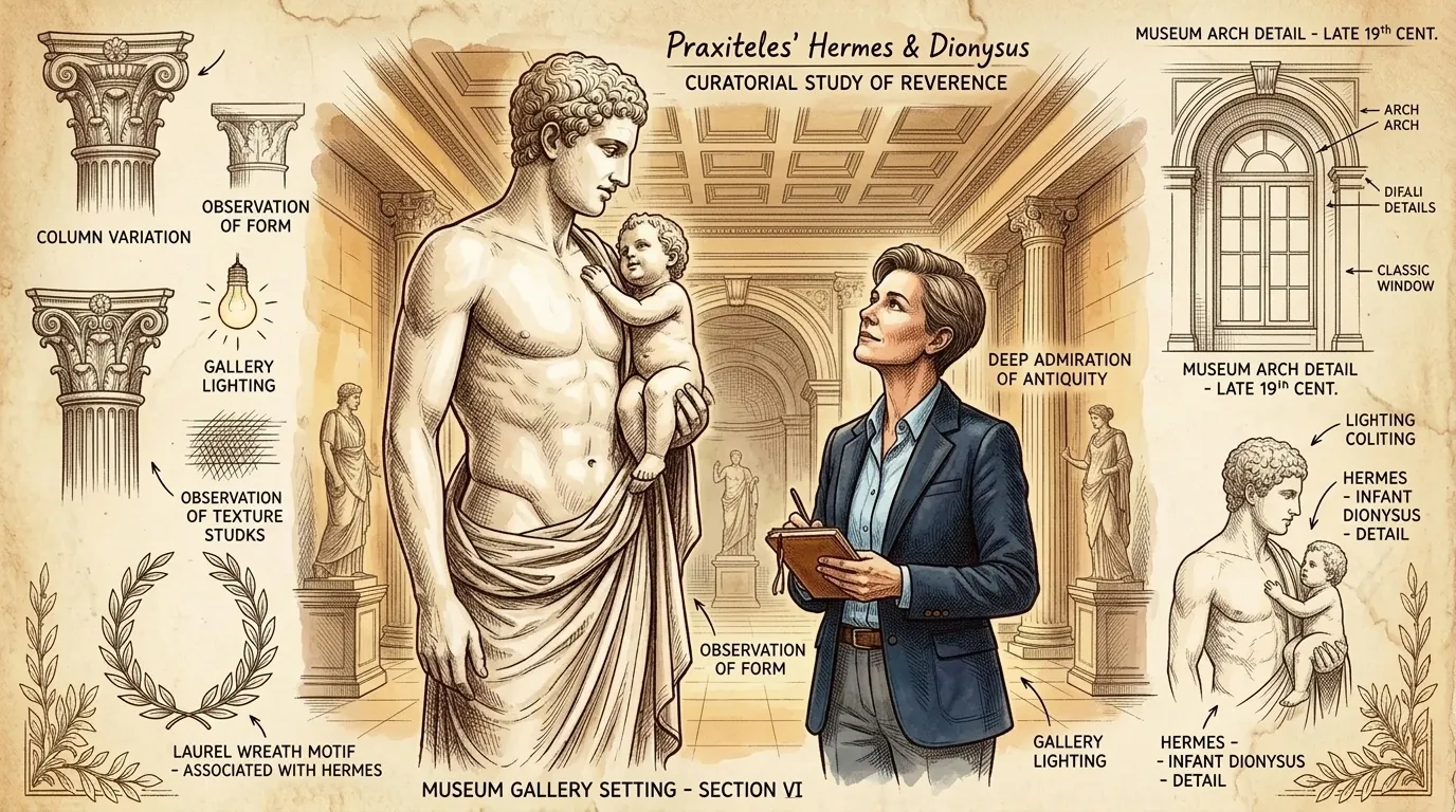 Though centuries have passed, and empires have risen and fallen, 'Hermes and the Infant Dionysus' continues to move viewers. Though centuries have passed, and empires have risen and fallen, 'Hermes and the Infant Dionysus' continues to move viewers.