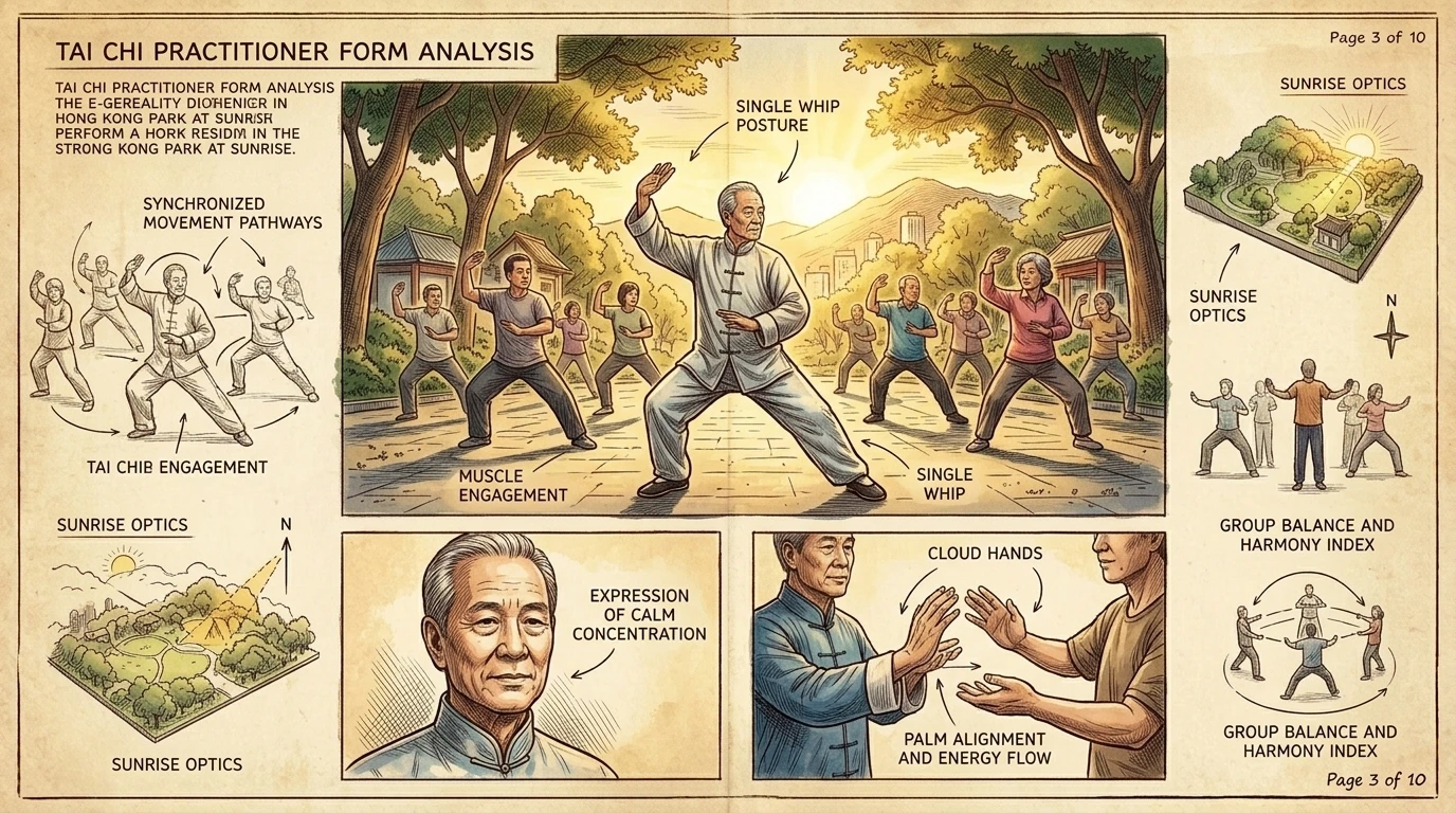 旭日东升,香港的许多公园里,宁静的太极拳习练正在展开。各个年龄段的居民聚集在一起,进行缓慢而从容的动作,在都市的喧嚣中寻找平衡与和谐。 旭日东升,香港的许多公园里,宁静的太极拳习练正在展开。各个年龄段的居民聚集在一起,进行缓慢而从容的动作,在都市的喧嚣中寻找平衡与和谐。