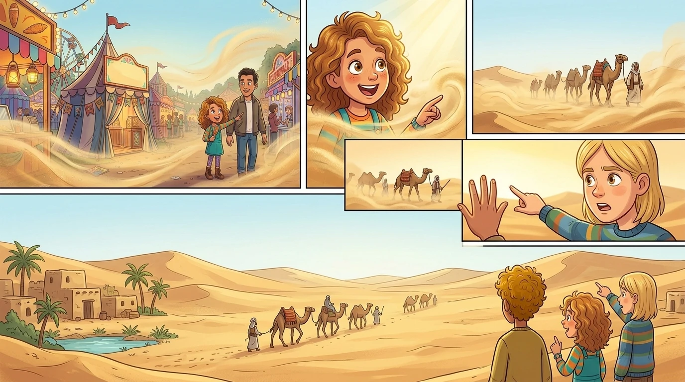 Suddenly, the scene dissolved into a haze of sand and wind. Suddenly, the scene dissolved into a haze of sand and wind.